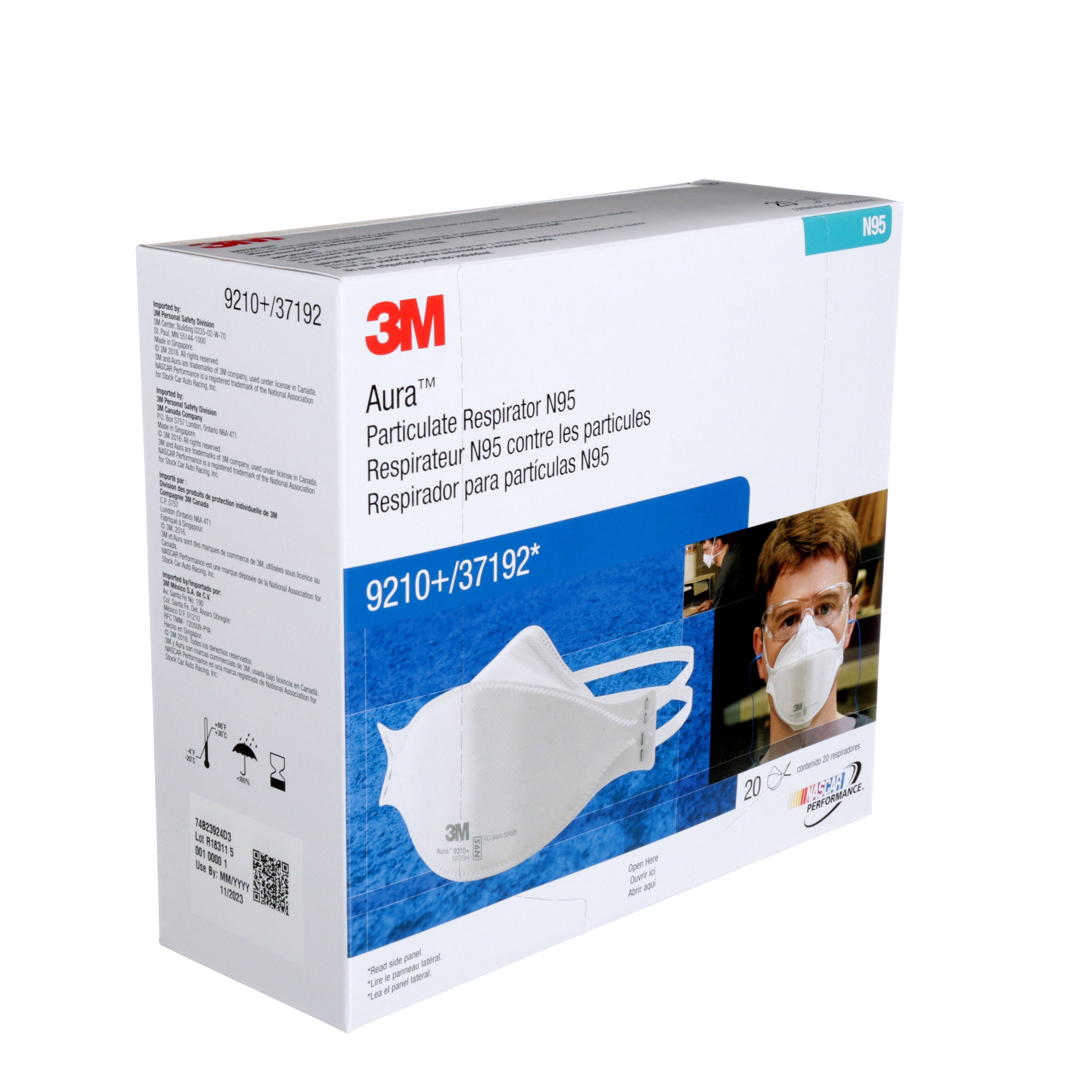 3M Canada 9210+ Aura NIOSH N95 respirator mask box of 20