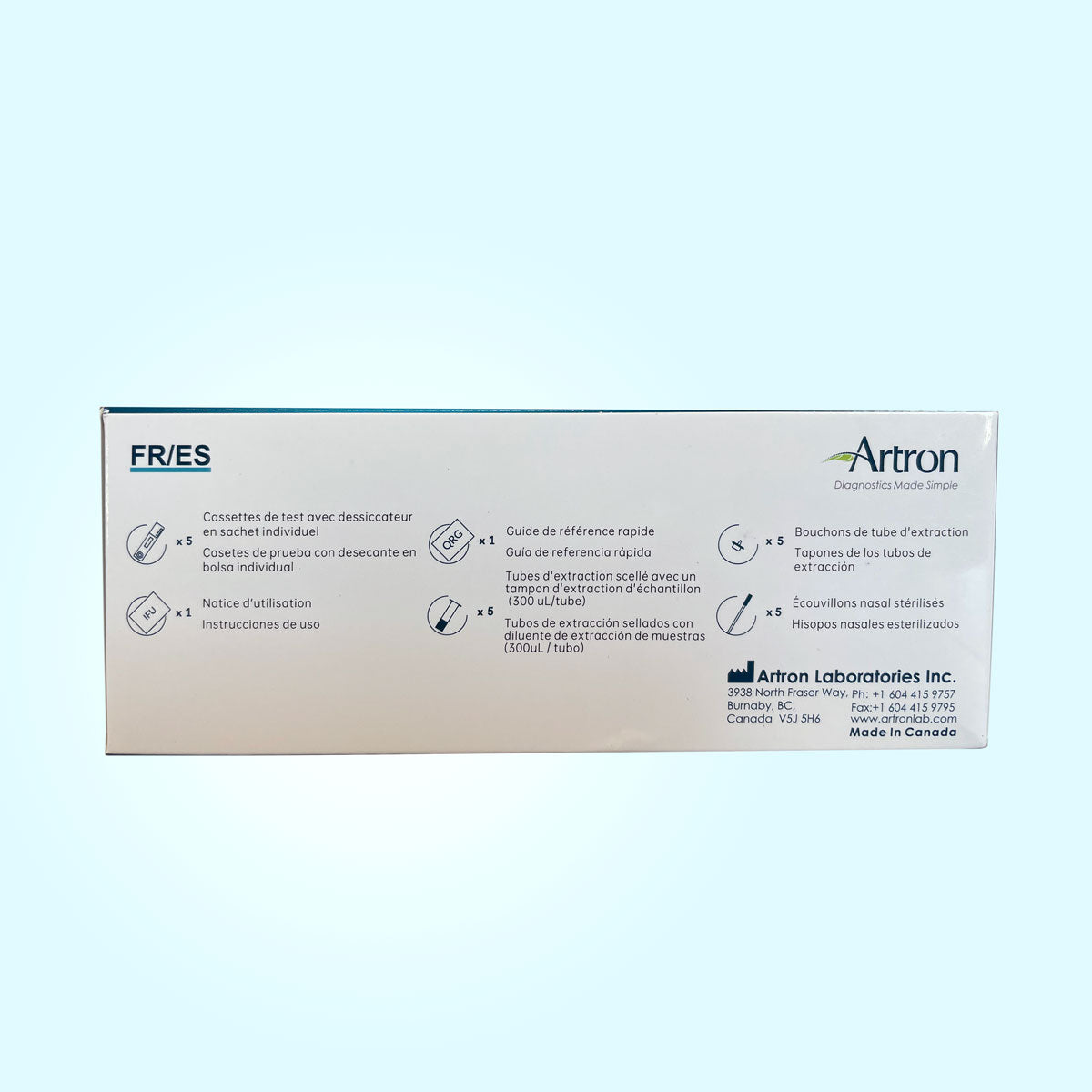 Artron COVID-19 Home Rapid Antigen Test (5 tests) - Made in Canada