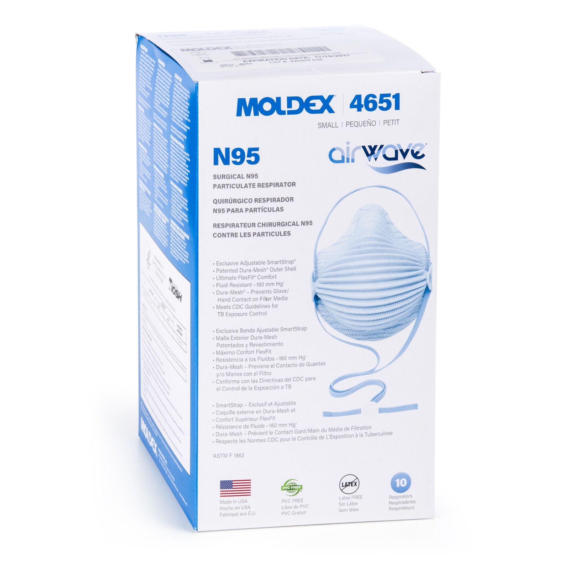 Moldex 4650 Airwave (Medium/Large) NIOSH N95 Healthcare Respirator Mask - Made in USA
