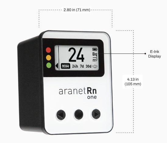 dimensions and features of aranet radon one monitor