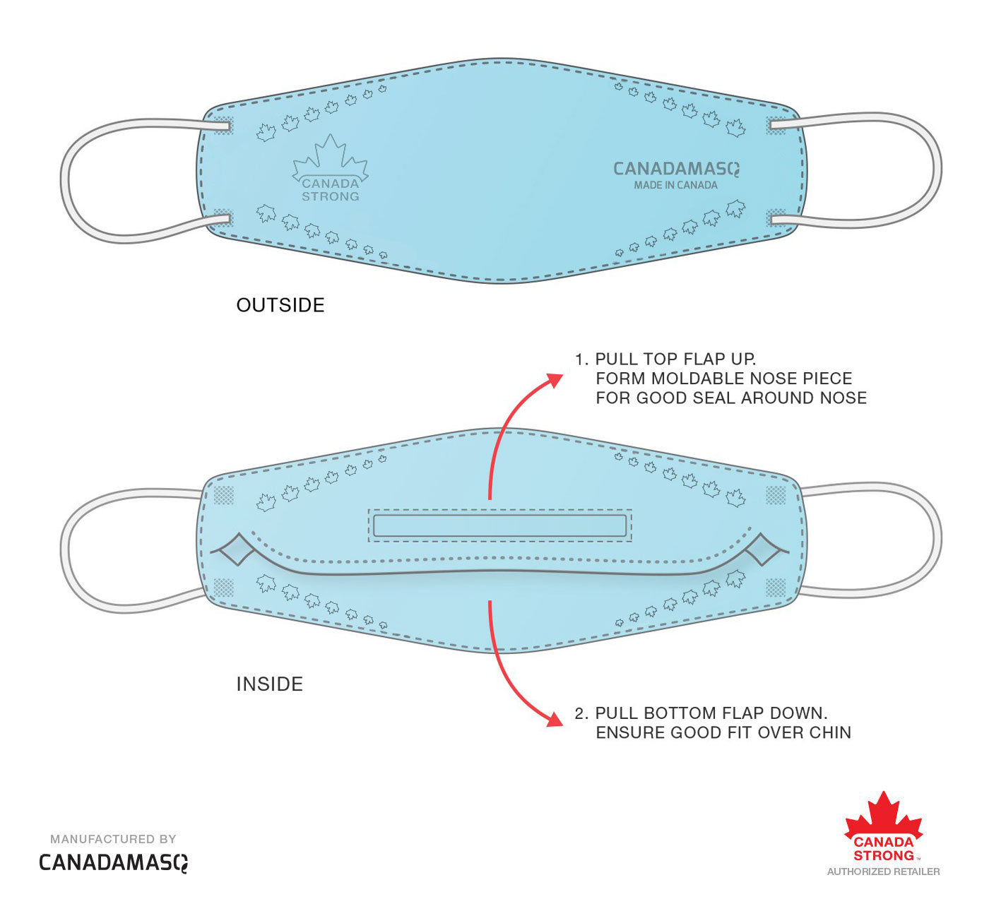 CA-N95 KIDS (XS) Blue Disposable Respirator Mask - Made in Canada