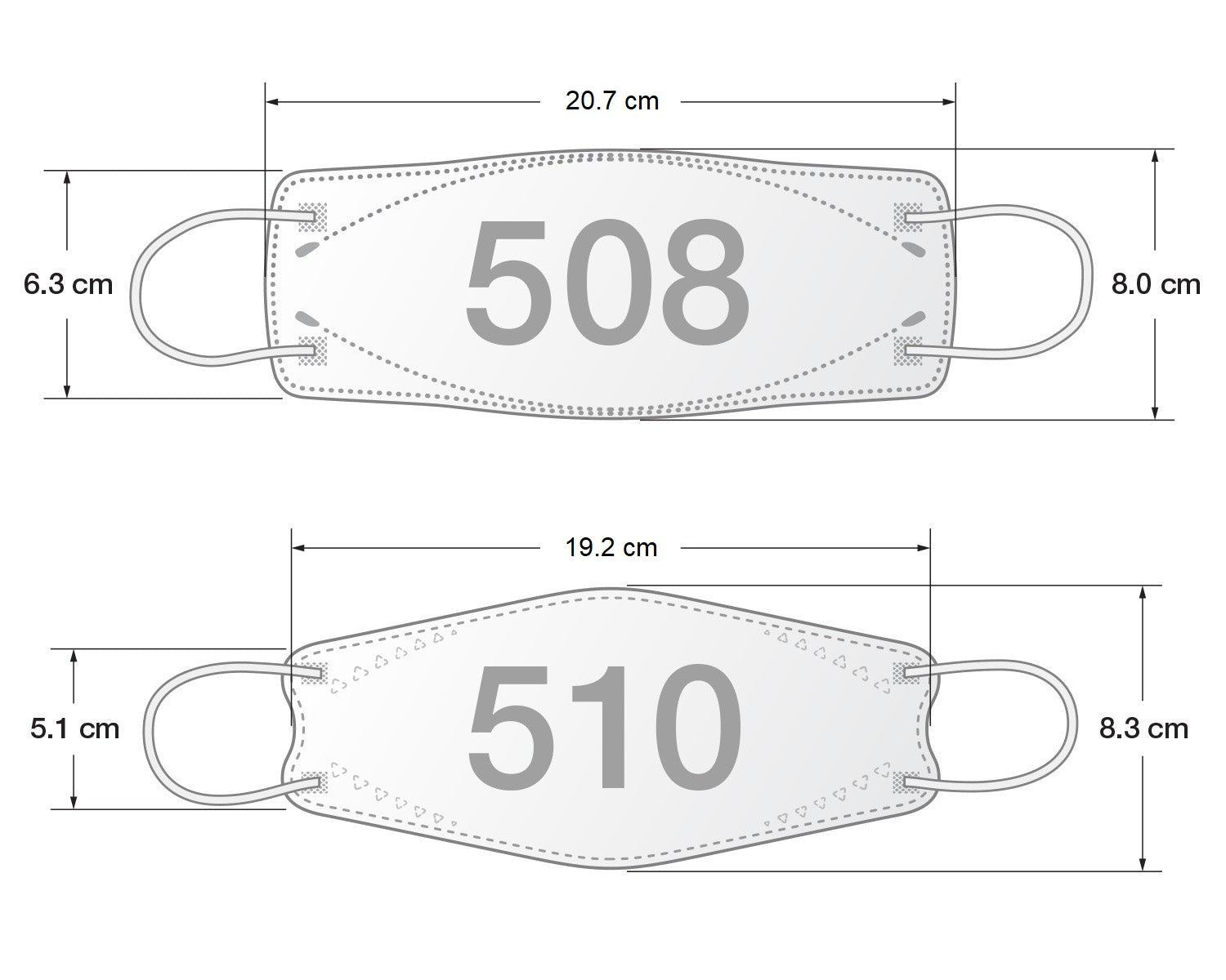 Dent-X FN-N95-508 vs FN-N95-510 dimensions